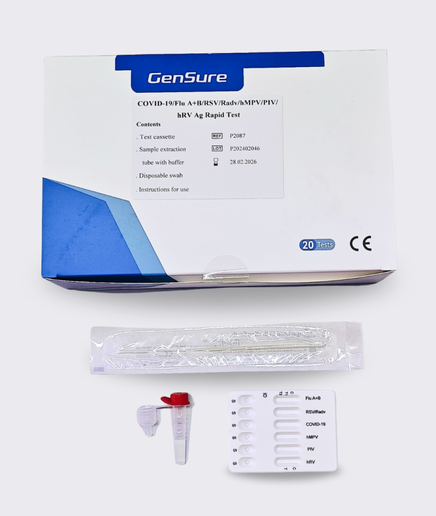 Test rápido hMPV, PIV, hRV, Radv, COVID-19, Flu A+B y RSV